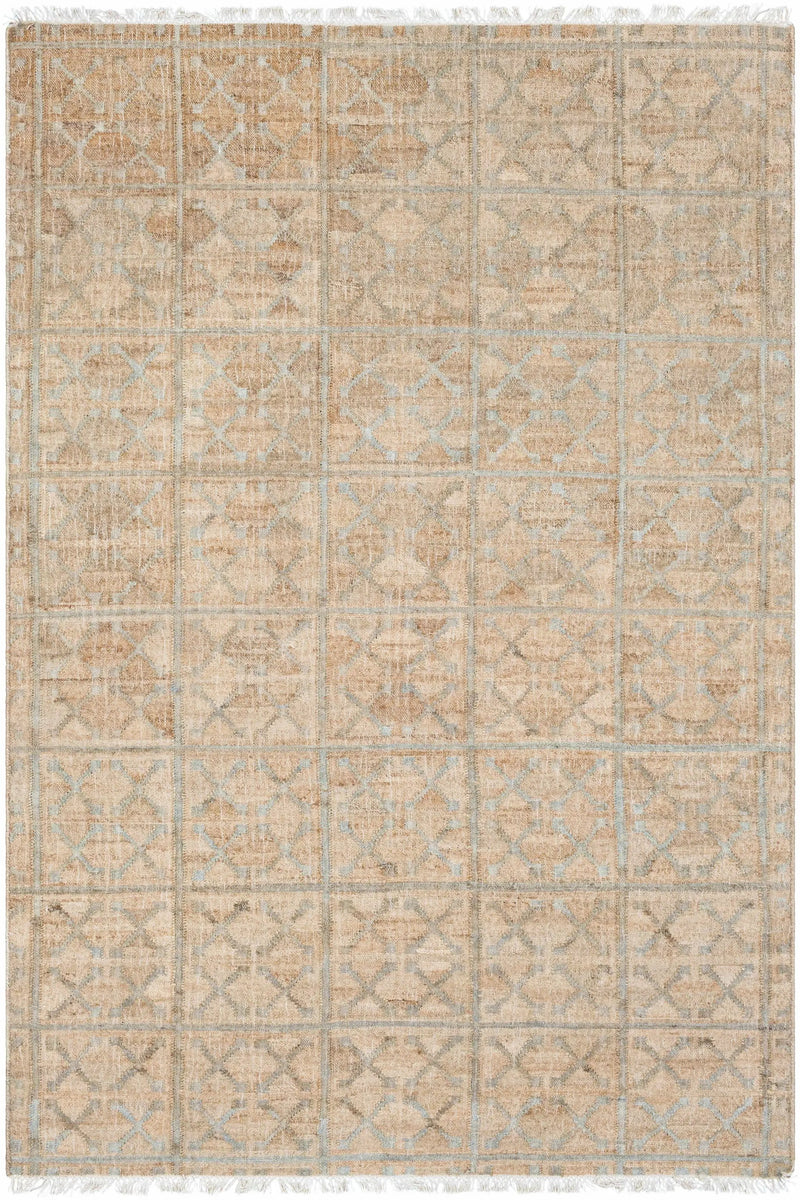 Rice Dusty Sage Fringed Jute Carpet by Boutique Rugs