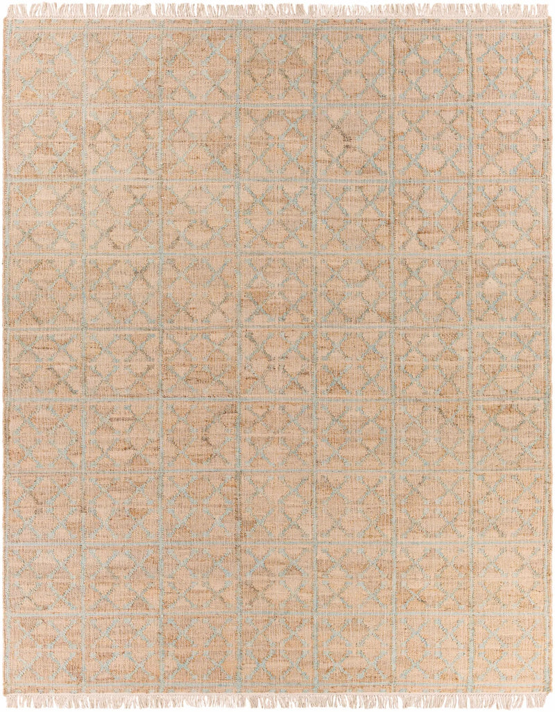 Rice Dusty Sage Fringed Jute Carpet by Boutique Rugs