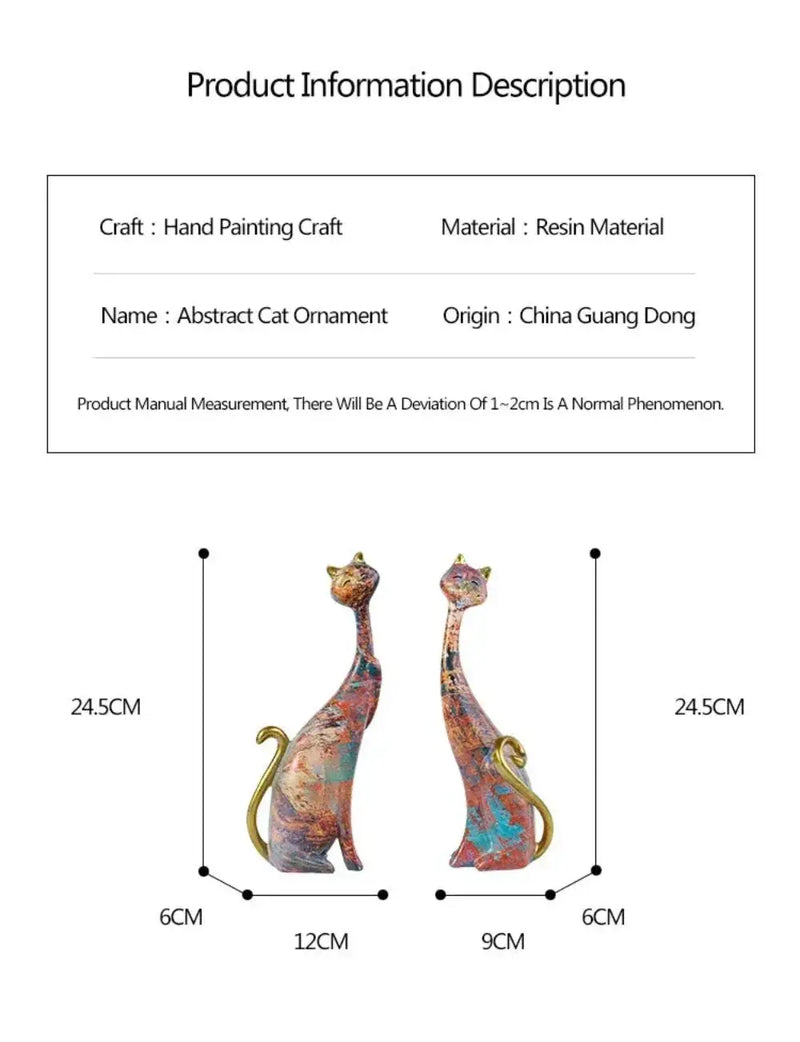 Abstract Colorful Cat Figurine Set Decorative Sculptures by House Of Avana