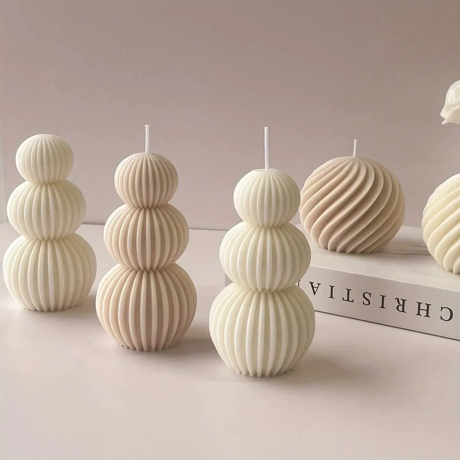 Nordic Glass Wave Ball Candles in Minimalist Style by House Of Avana