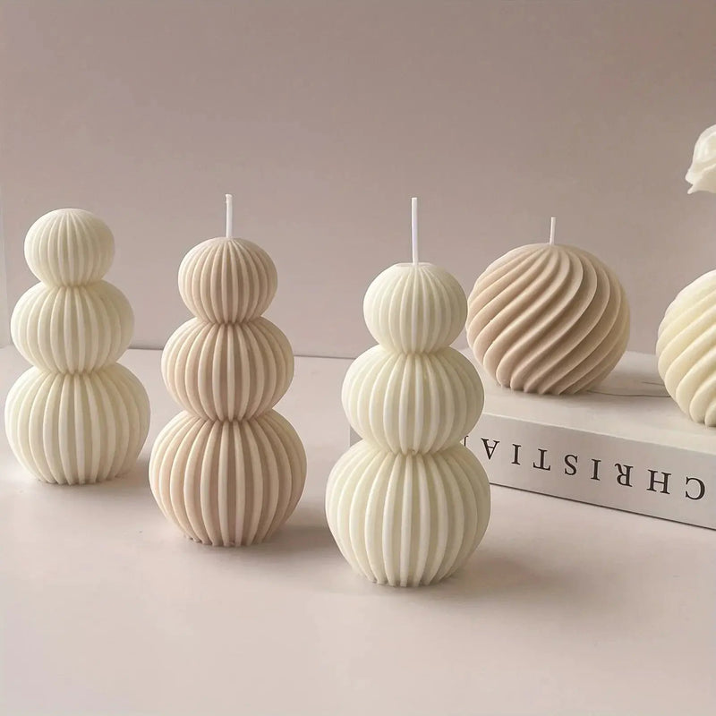 Nordic Glass Wave Ball Candles in Minimalist Style by House Of Avana