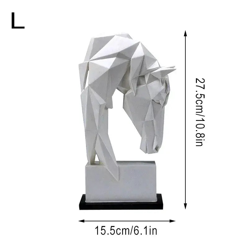 Nordic Geometric Horse Head Sculpture Modern Resin Figurine by House Of Avana