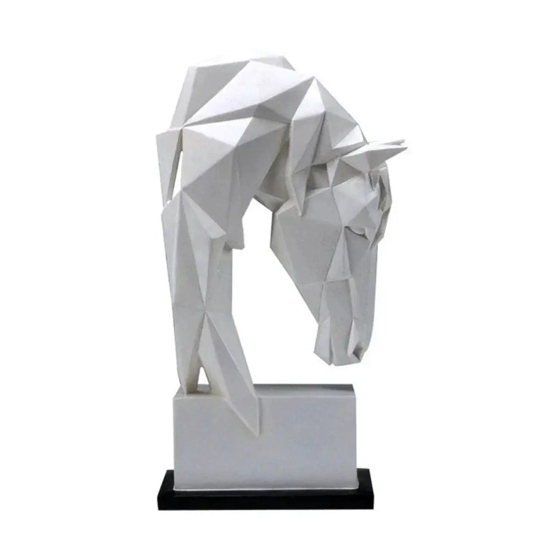 Nordic Geometric Horse Head Sculpture Modern Resin Figurine by House Of Avana