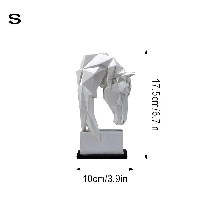 Nordic Geometric Horse Head Sculpture Modern Resin Figurine by House Of Avana