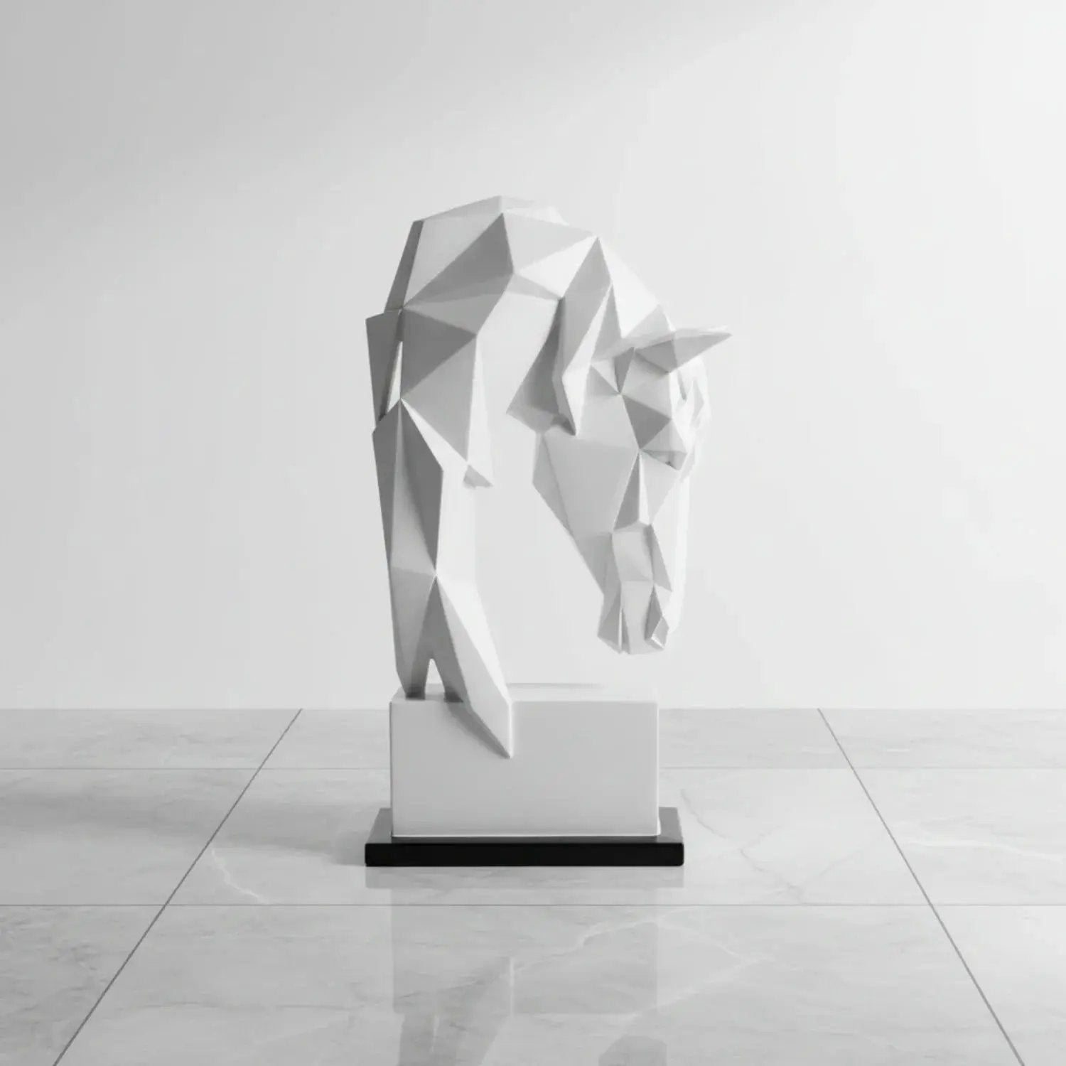 Nordic Geometric Horse Head Sculpture Modern Resin Figurine by House Of Avana