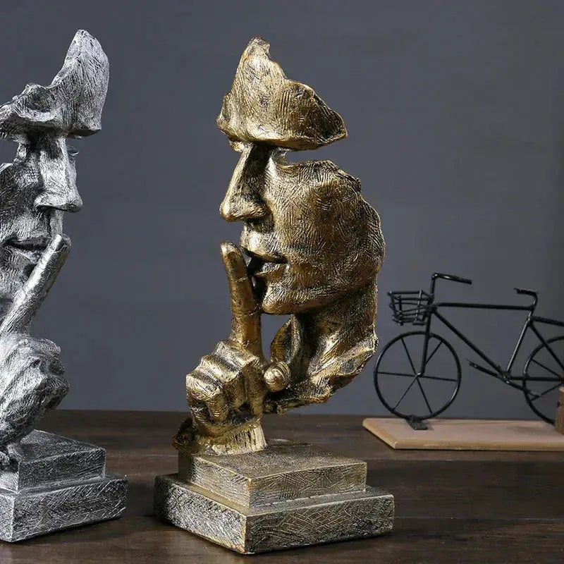 Modern Abstract Silence Face Sculpture for Contemporary Home Decor by House Of Avana