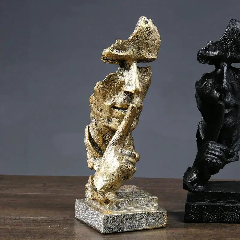 Modern Abstract Silence Face Sculpture for Contemporary Home Decor by House Of Avana