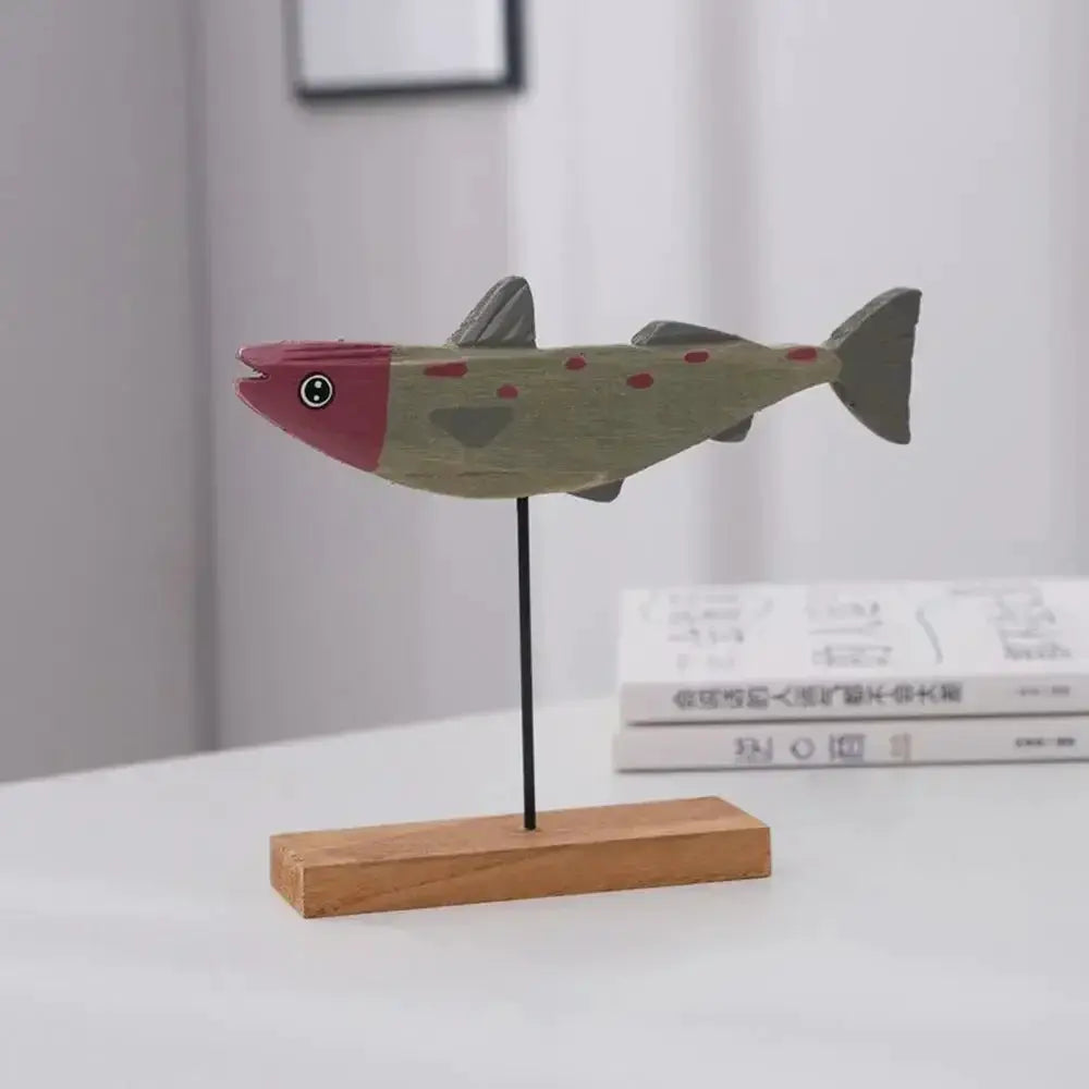 Nordic Wooden Fish Sculpture Tabletop Decor Collection by House Of Avana
