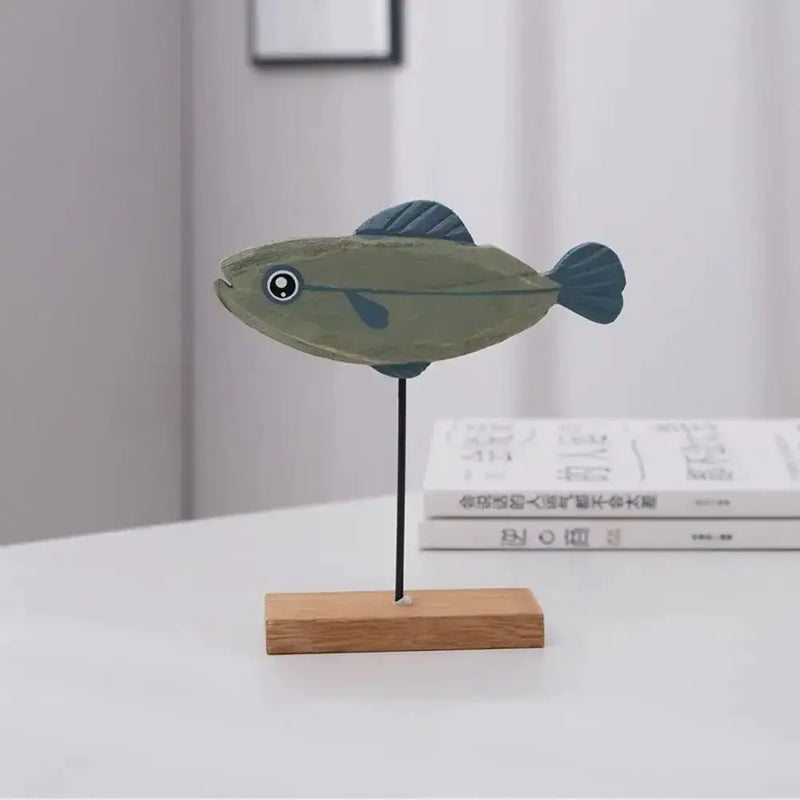 Nordic Wooden Fish Sculpture Tabletop Decor Collection by House Of Avana