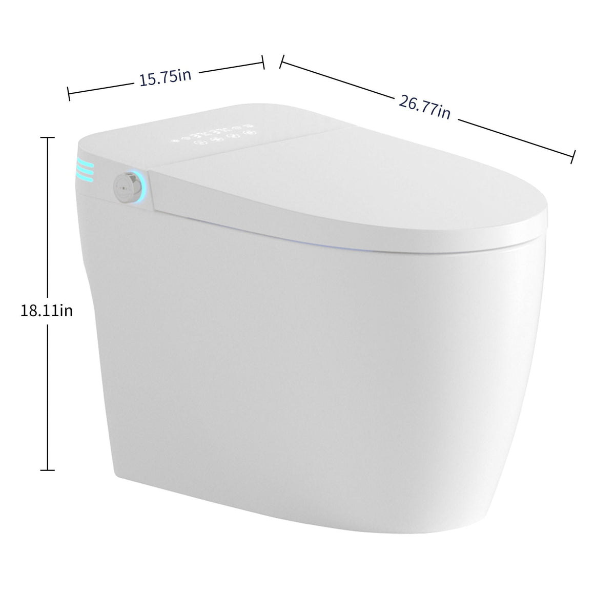 Tankless Smart Toilet With Bidet Built In, 1 Piece Bidet Toilet Seat, Auto Flush, Auto Open / Close, Heated Seat, Warm Water And Dry, Adjustable Temp, Remote Control Side Know - White, photo 3 of 4