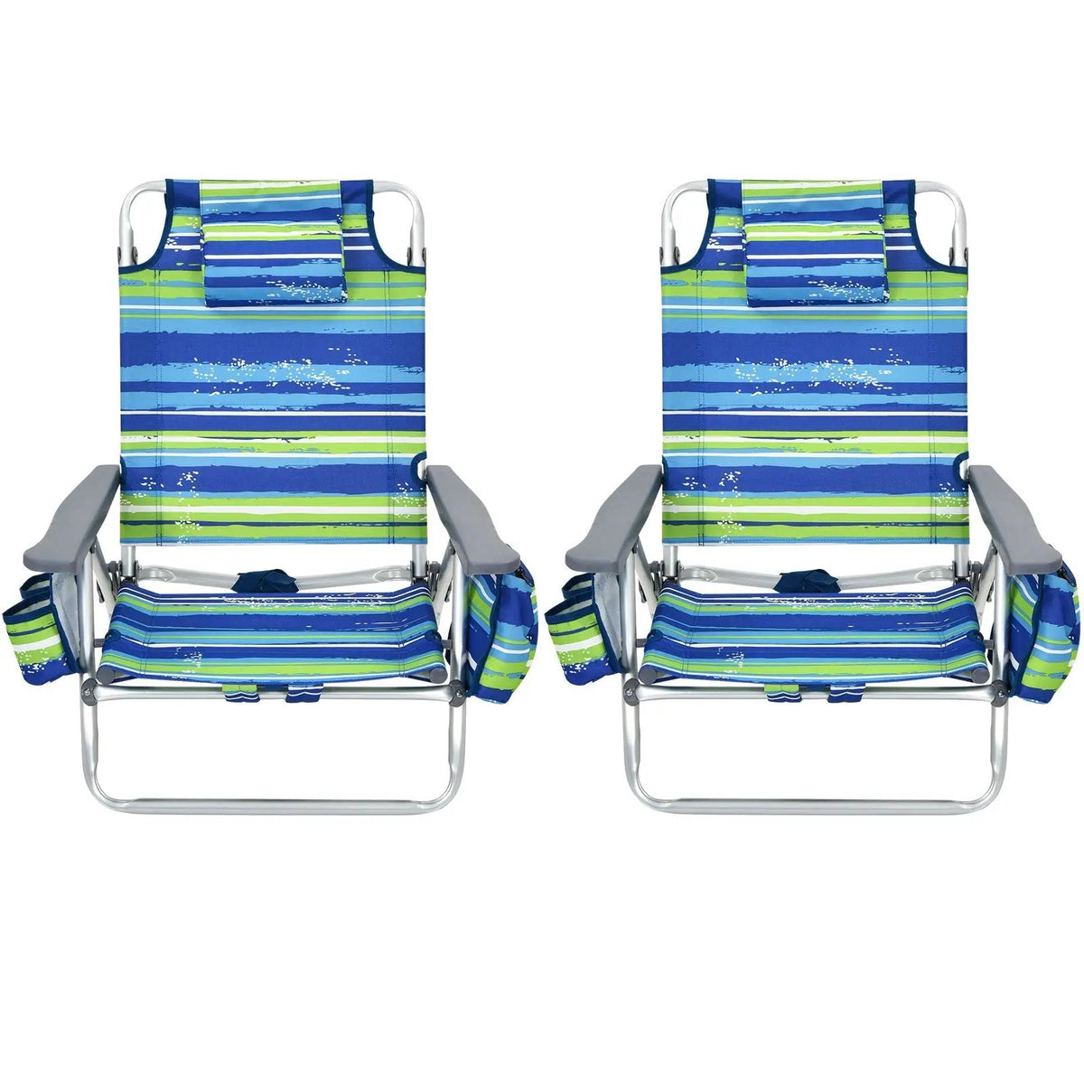 2 Pieces Folding Backpack Beach Chair with Pillow-Pink by DirectDeals
