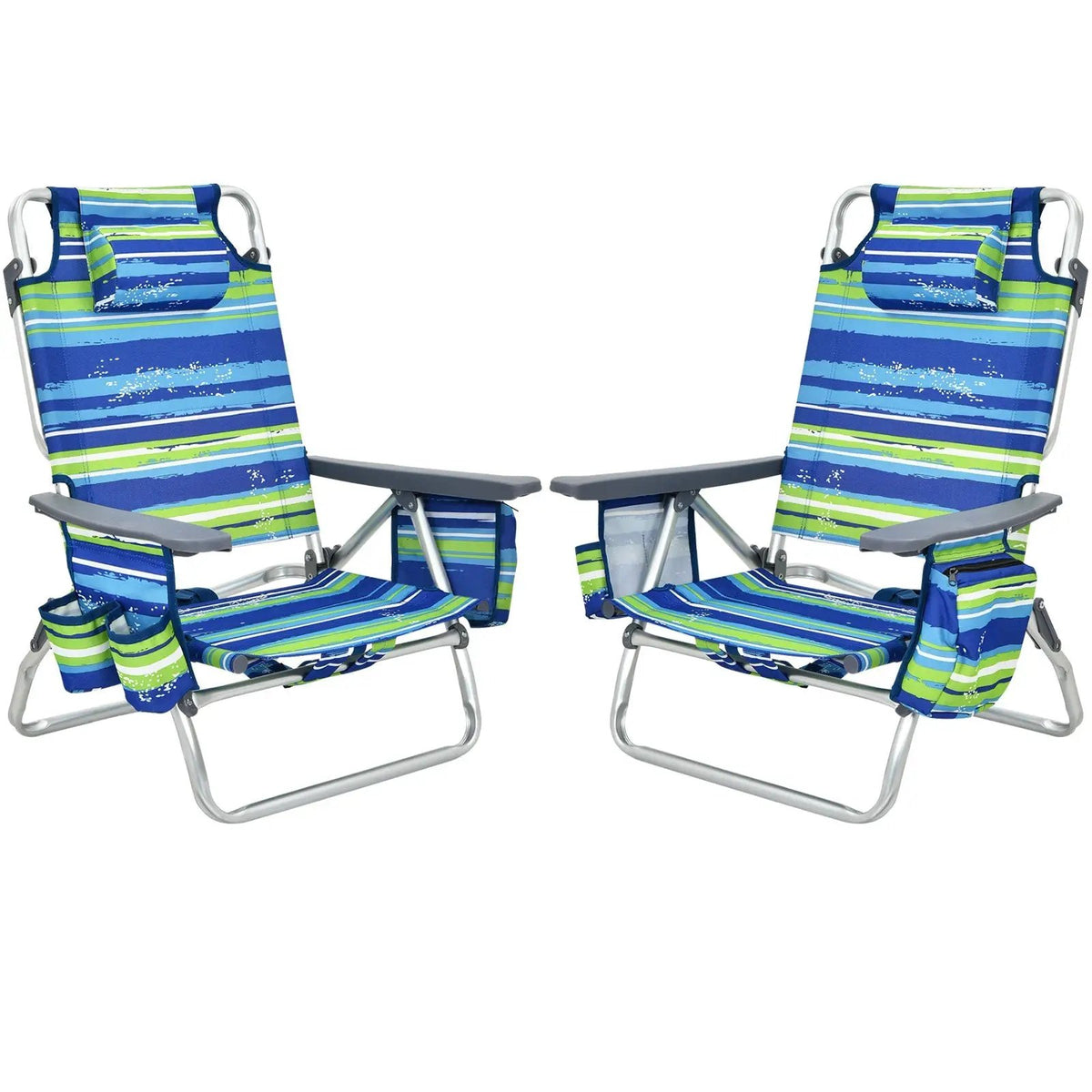 2 Pieces Folding Backpack Beach Chair with Pillow-Pink by DirectDeals