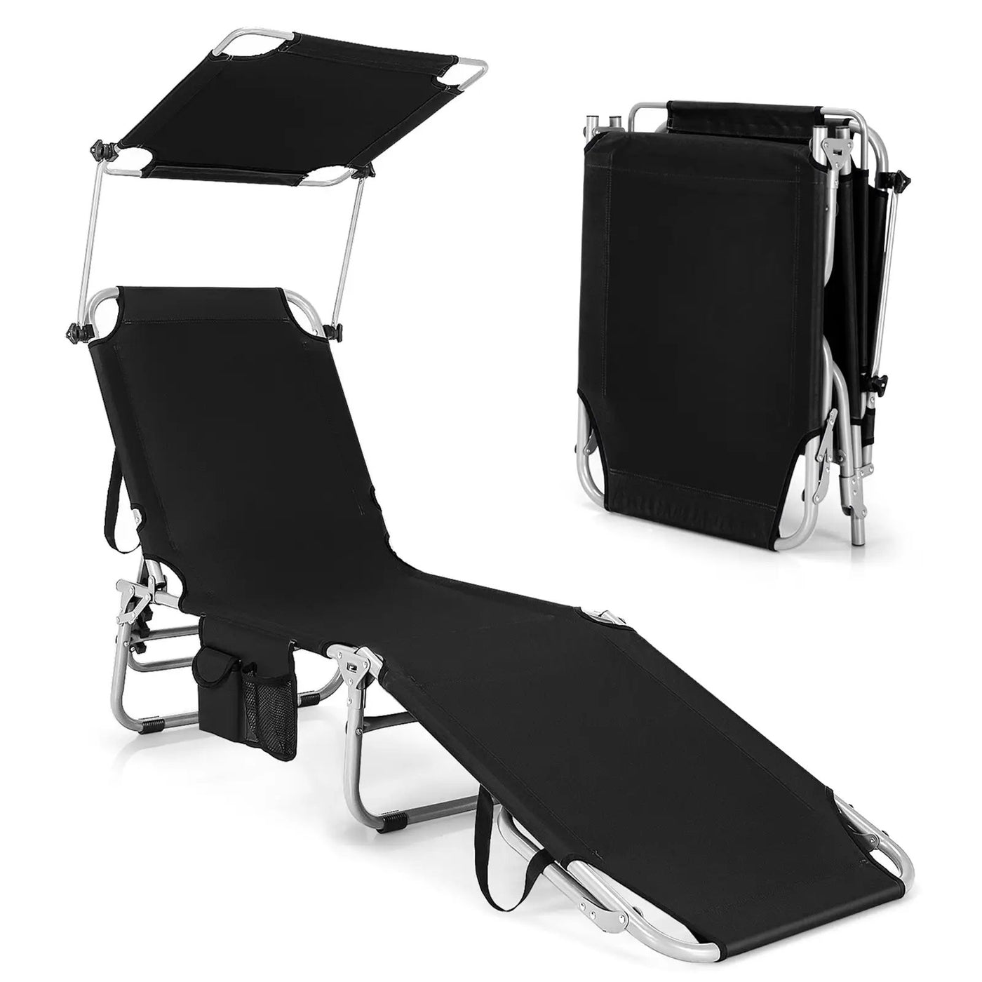 Adjustable Outdoor Beach Patio Pool Recliner with Sun Shade by DirectDeals