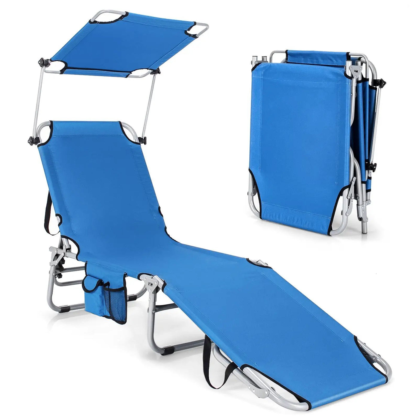 Adjustable Outdoor Beach Patio Pool Recliner with Sun Shade by DirectDeals
