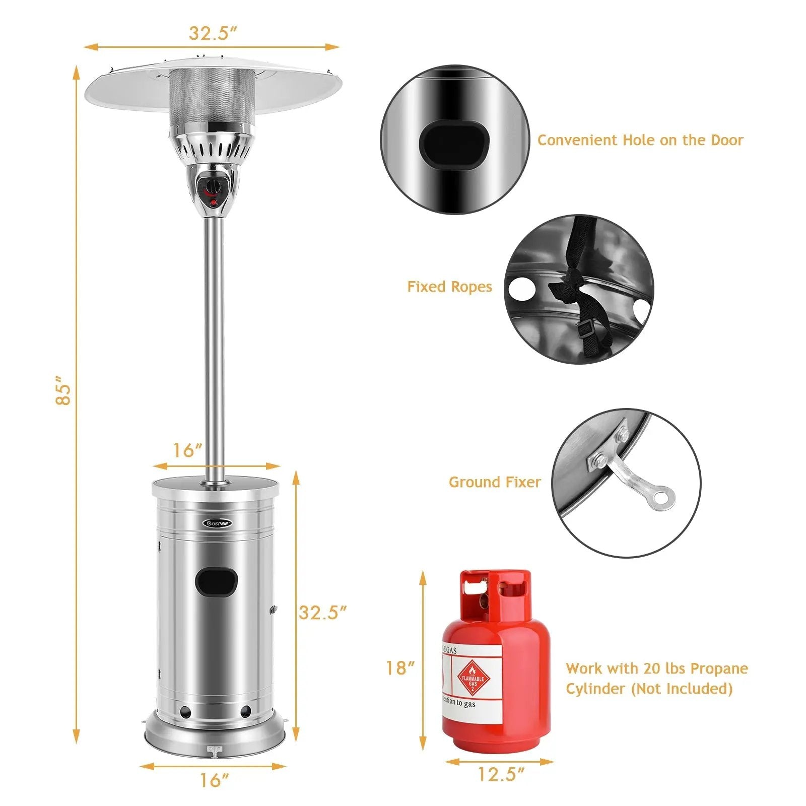 48000 BTU Patio Heater with Simple Ignition System by DirectDeals