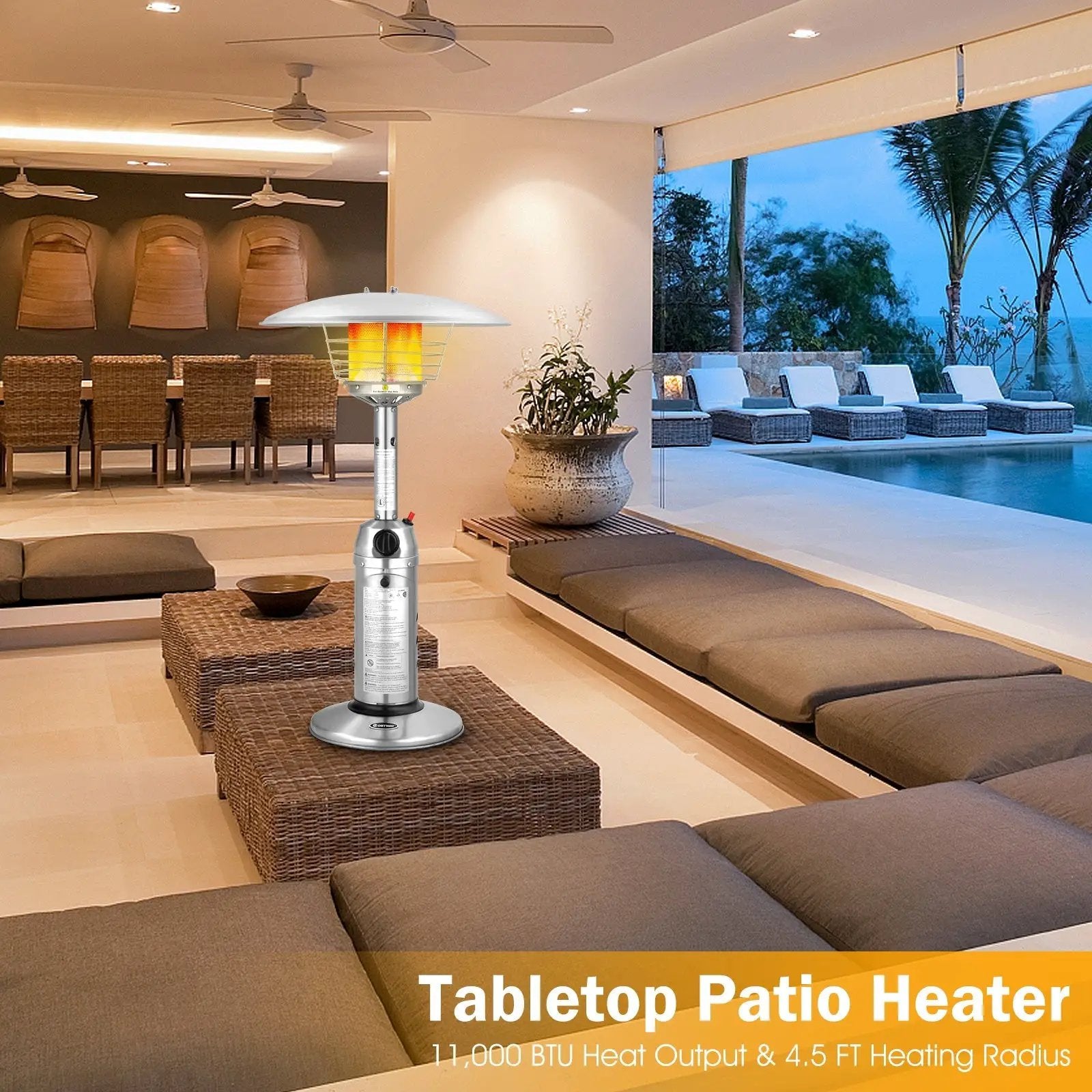11 000 BTU Portable Tabletop Propane Patio Standing Heater by DirectDeals