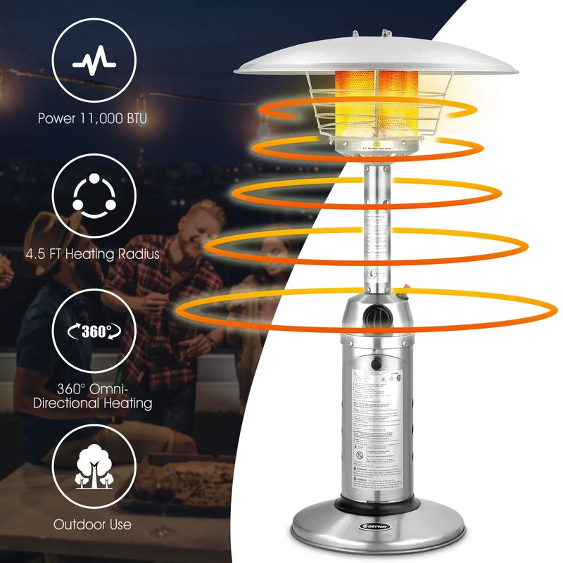 11 000 BTU Portable Tabletop Propane Patio Standing Heater by DirectDeals