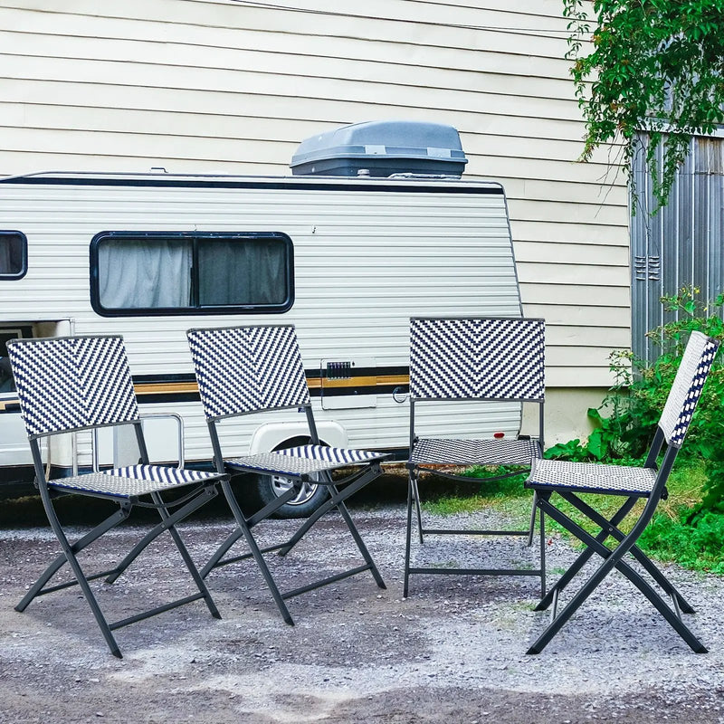 Set of 4 Patio Folding Rattan Dining Chairs for Camping and Garden by DirectDeals