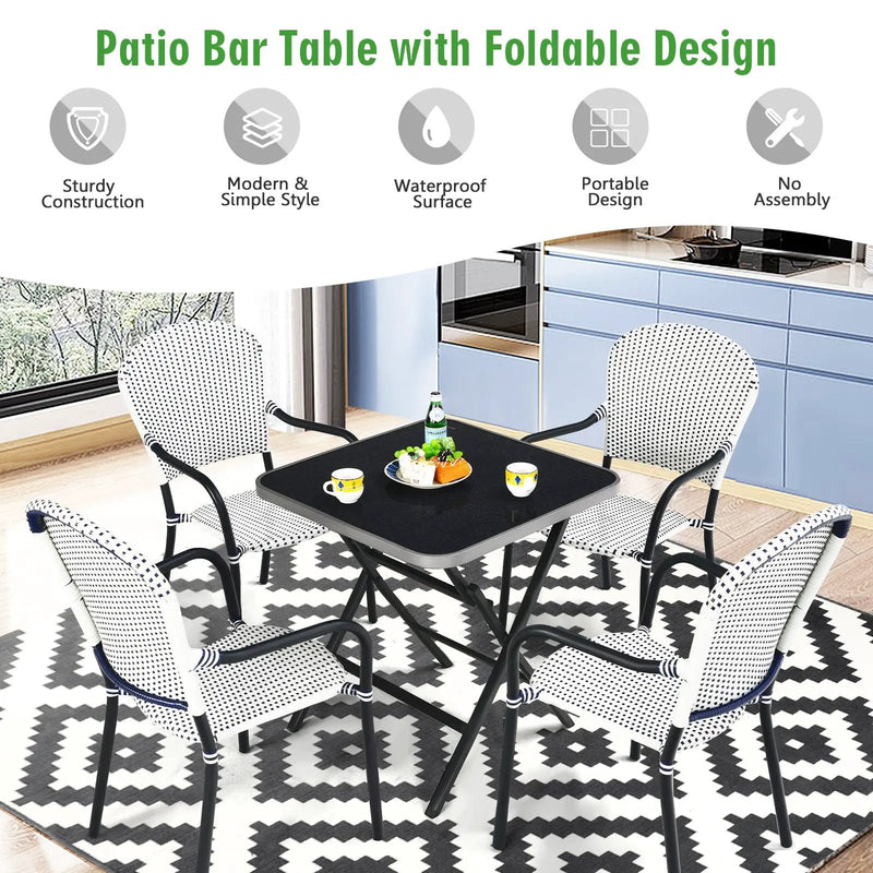 Patio Folding Square Dining Table with Aluminum Frame and Tempered Glass top by DirectDeals