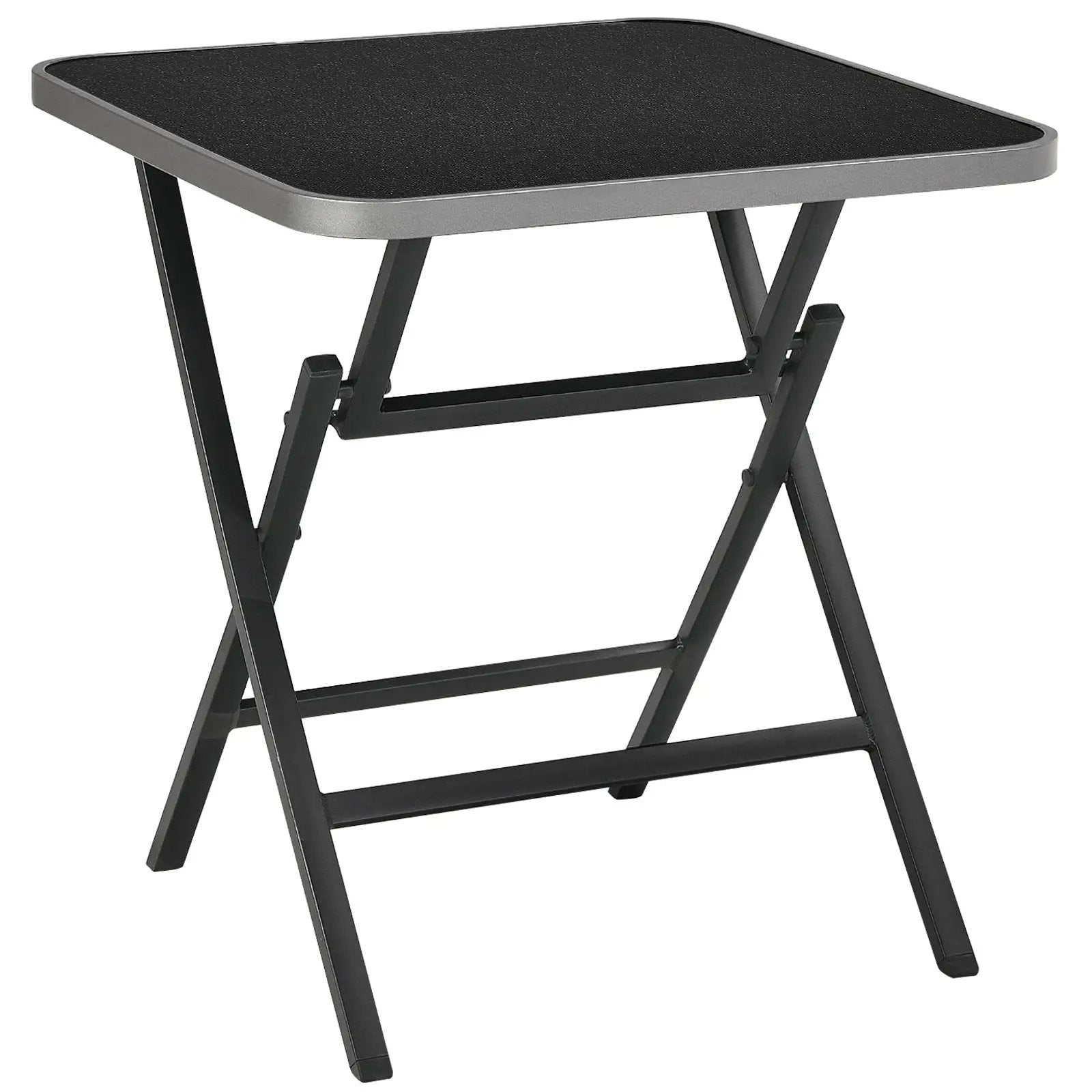 Patio Folding Square Dining Table with Aluminum Frame and Tempered Glass top by DirectDeals