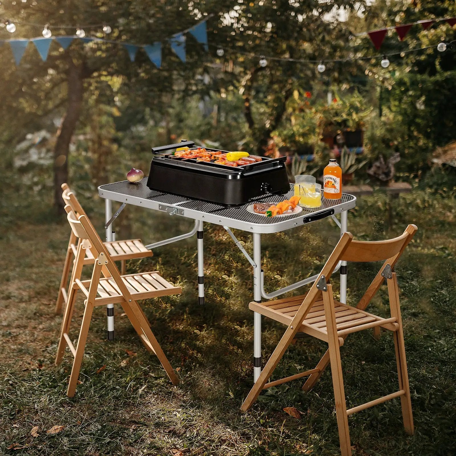 Aluminum Grill Table with Iron Mesh Top-Silver by DirectDeals