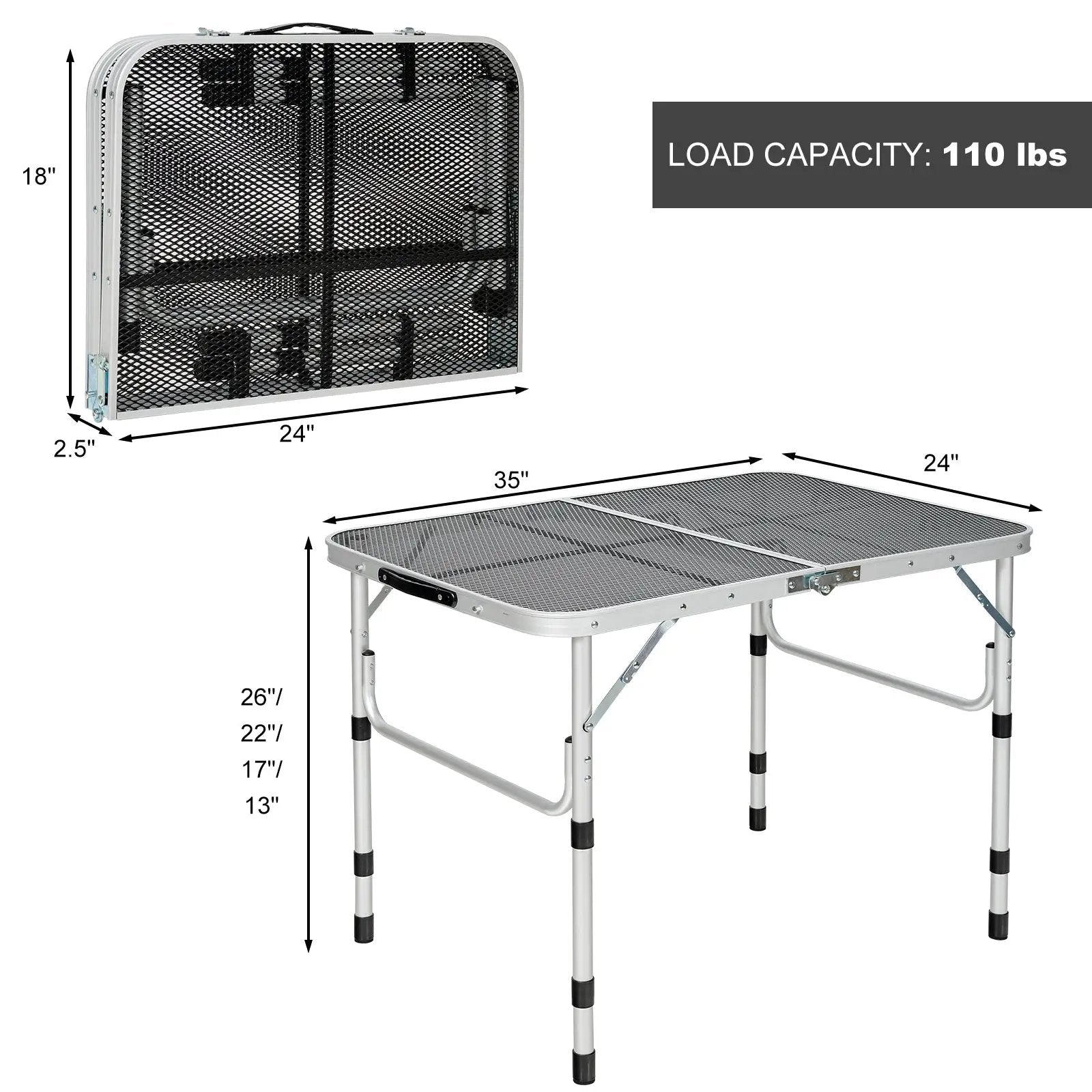 Aluminum Grill Table with Iron Mesh Top-Silver by DirectDeals