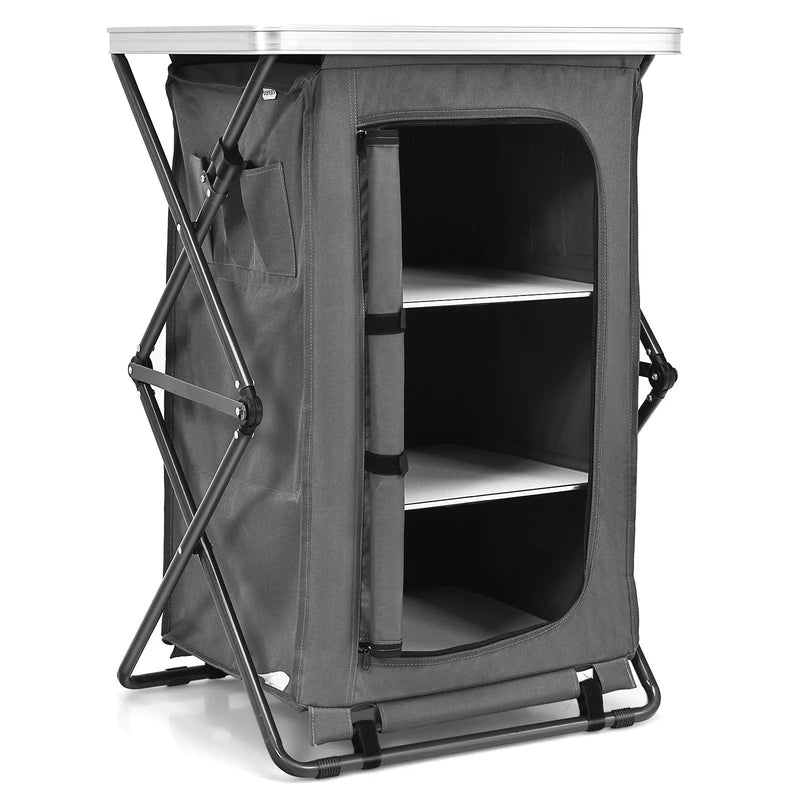 Folding Camping Storage Cabinet with 3 Shelves and Carry Bag by DirectDeals