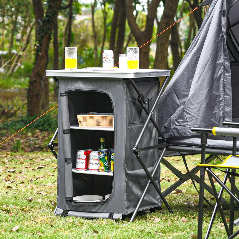 Folding Camping Storage Cabinet with 3 Shelves and Carry Bag by DirectDeals