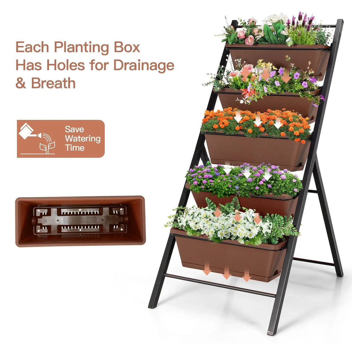 5-tier Vertical Garden Planter Box Elevated Raised Bed with 5 Container by DirectDeals