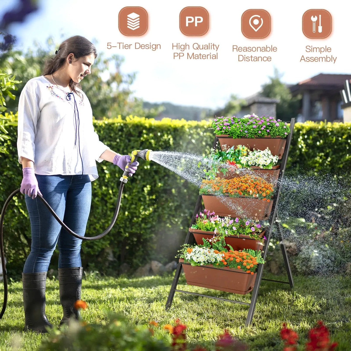 5-tier Vertical Garden Planter Box Elevated Raised Bed with 5 Container by DirectDeals