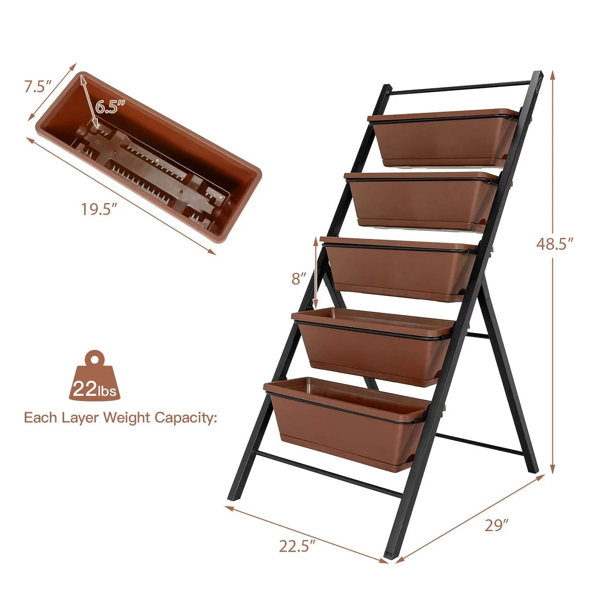 5-tier Vertical Garden Planter Box Elevated Raised Bed with 5 Container by DirectDeals