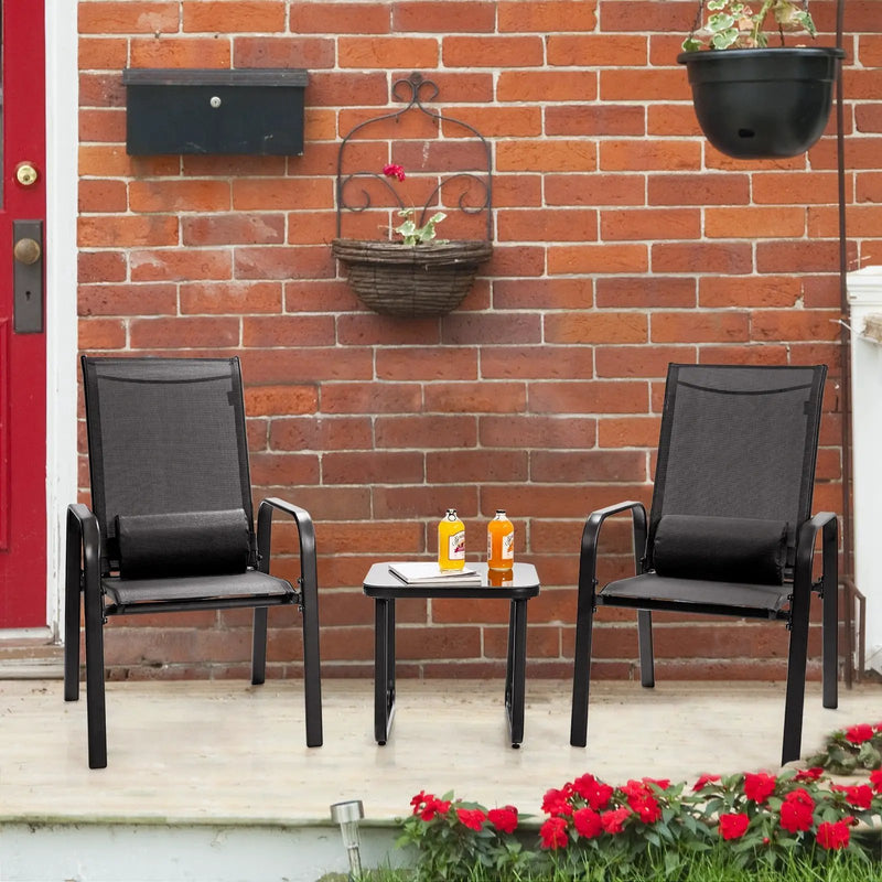 3 Pieces Patio Bistro Furniture Set with Adjustable Backrest by DirectDeals