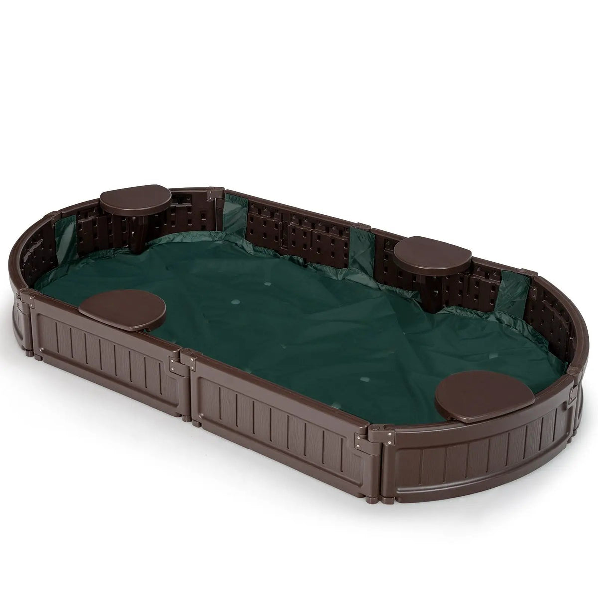 Sandbox with Built-in Corner Seat and Bottom Liner by DirectDeals