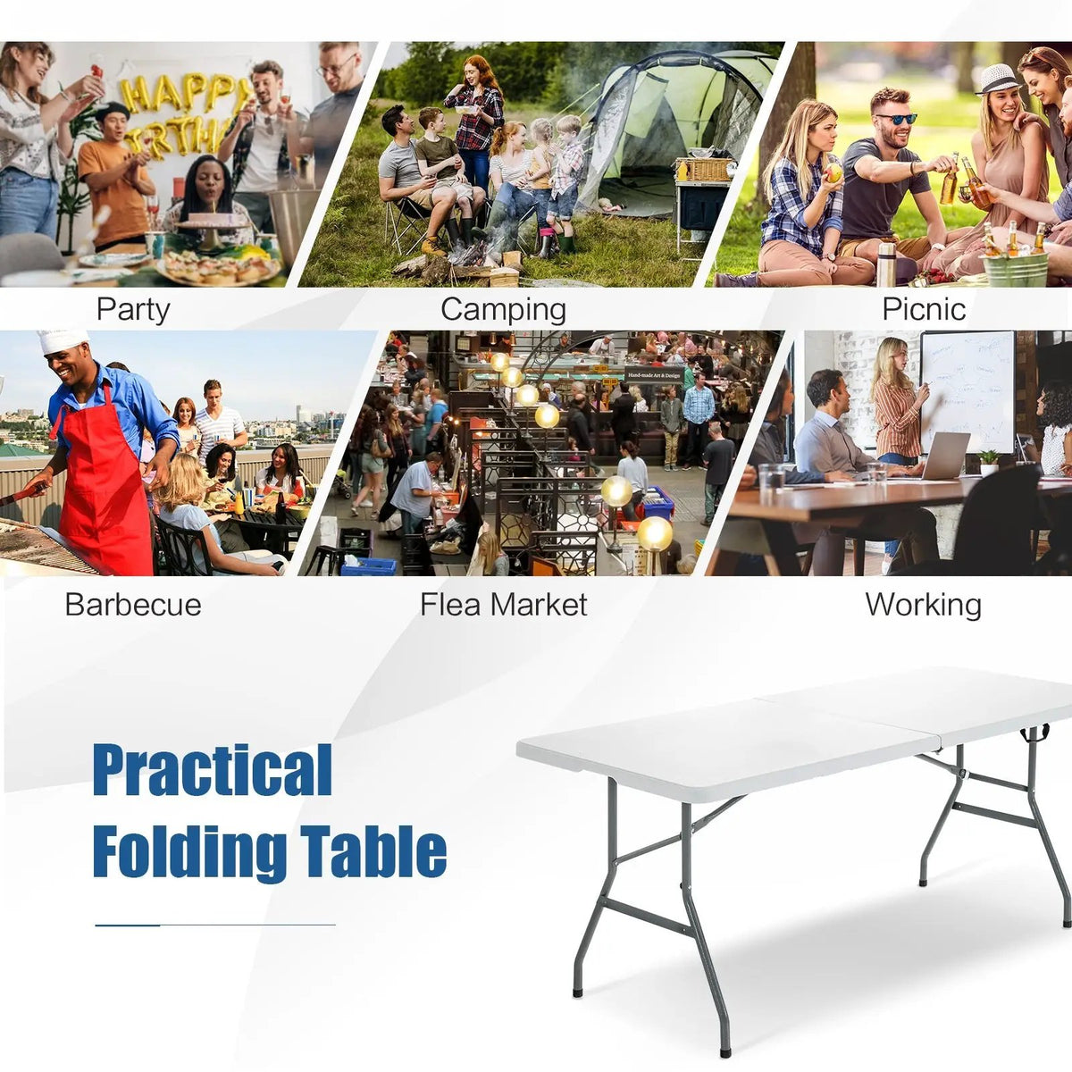Portable Folding Camping Table with Carrying Handle by DirectDeals
