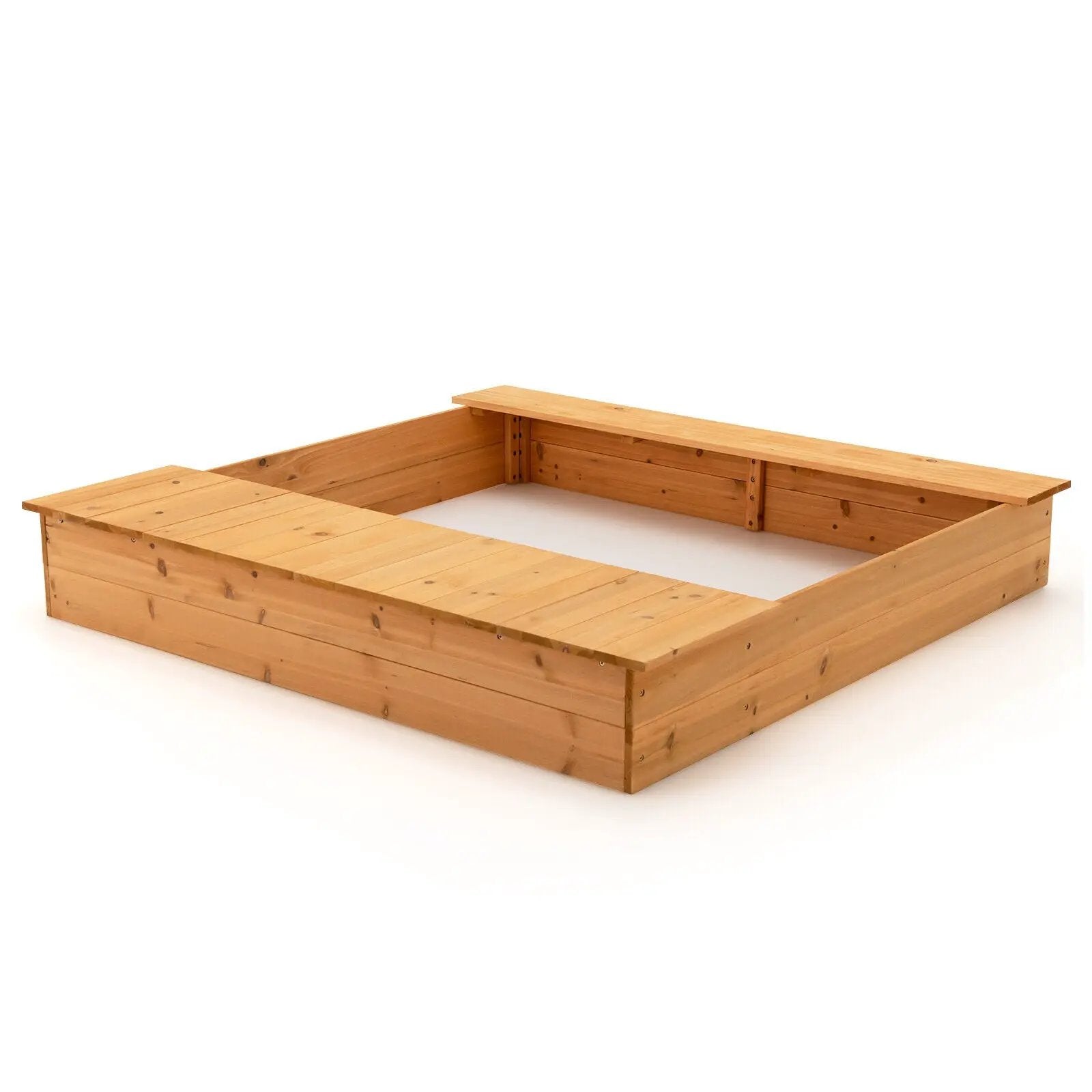 Kids Wooden Sandbox with Bench Seats and Storage Boxes by DirectDeals