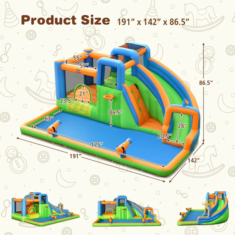Inflatable Water Slide with Dual Climbing Walls and Blower Excluded by DirectDeals