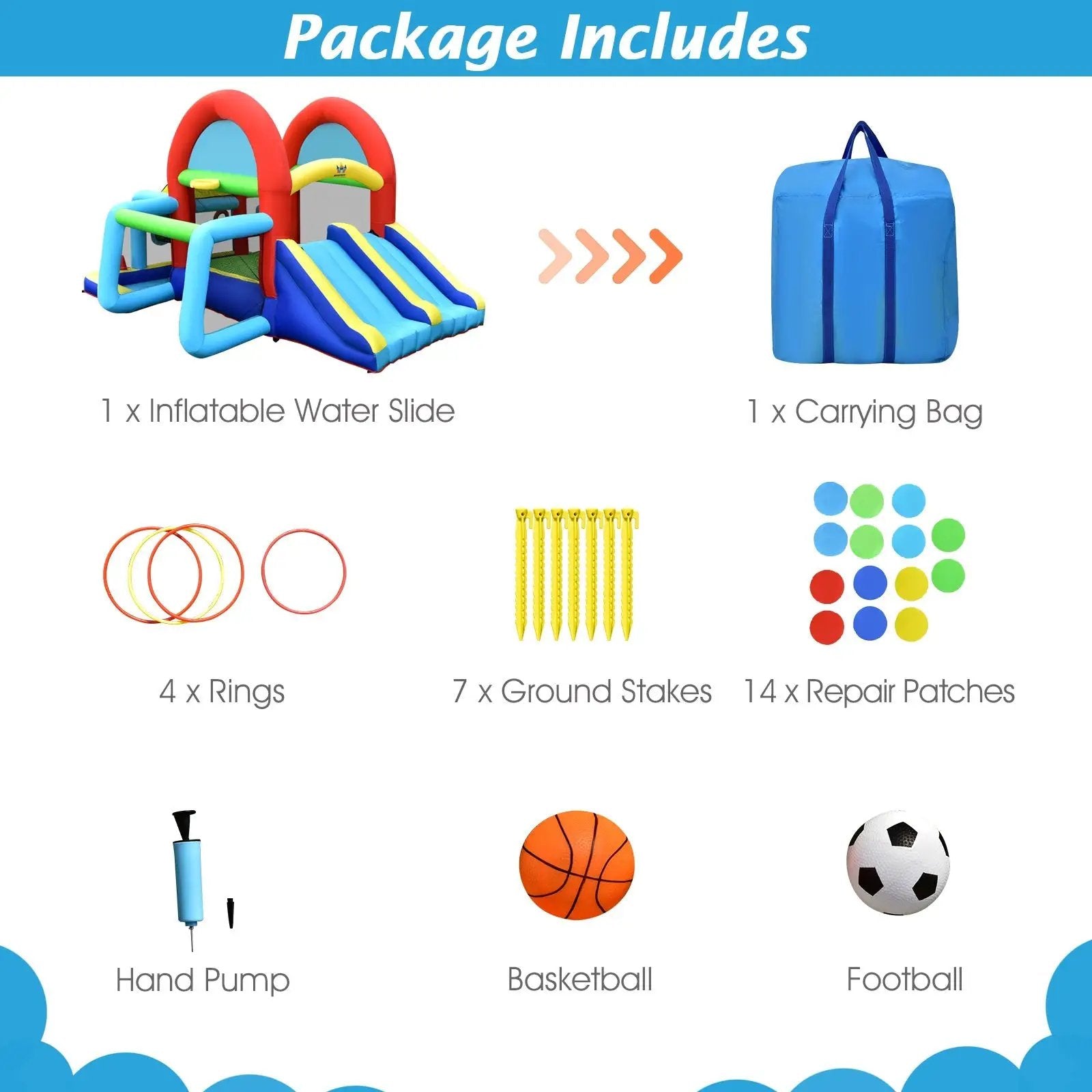 Inflatable Jumping Castle Bounce House with Dual Slides without Blower by DirectDeals