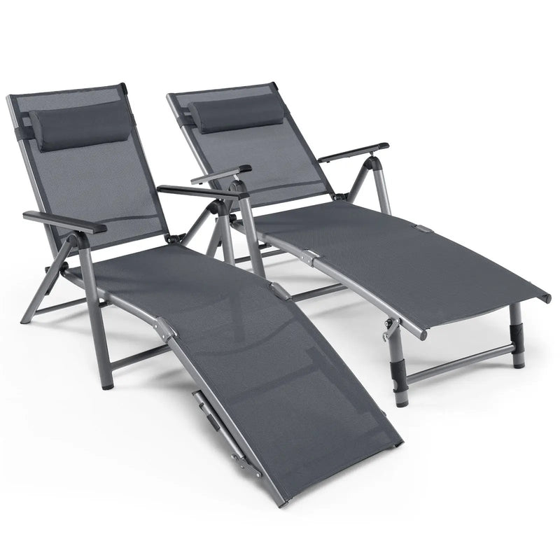 Outdoor Aluminum Chaise Lounge Chair with Quick-Drying Fabric by DirectDeals