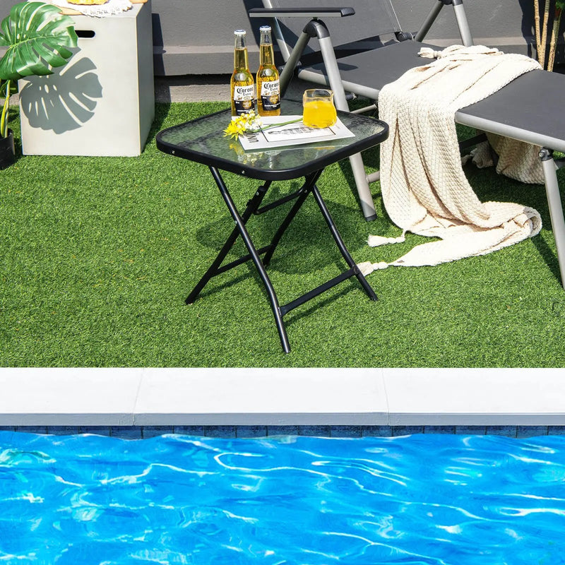 18 Inch Square Patio Bistro Table with Rustproof Frame by DirectDeals
