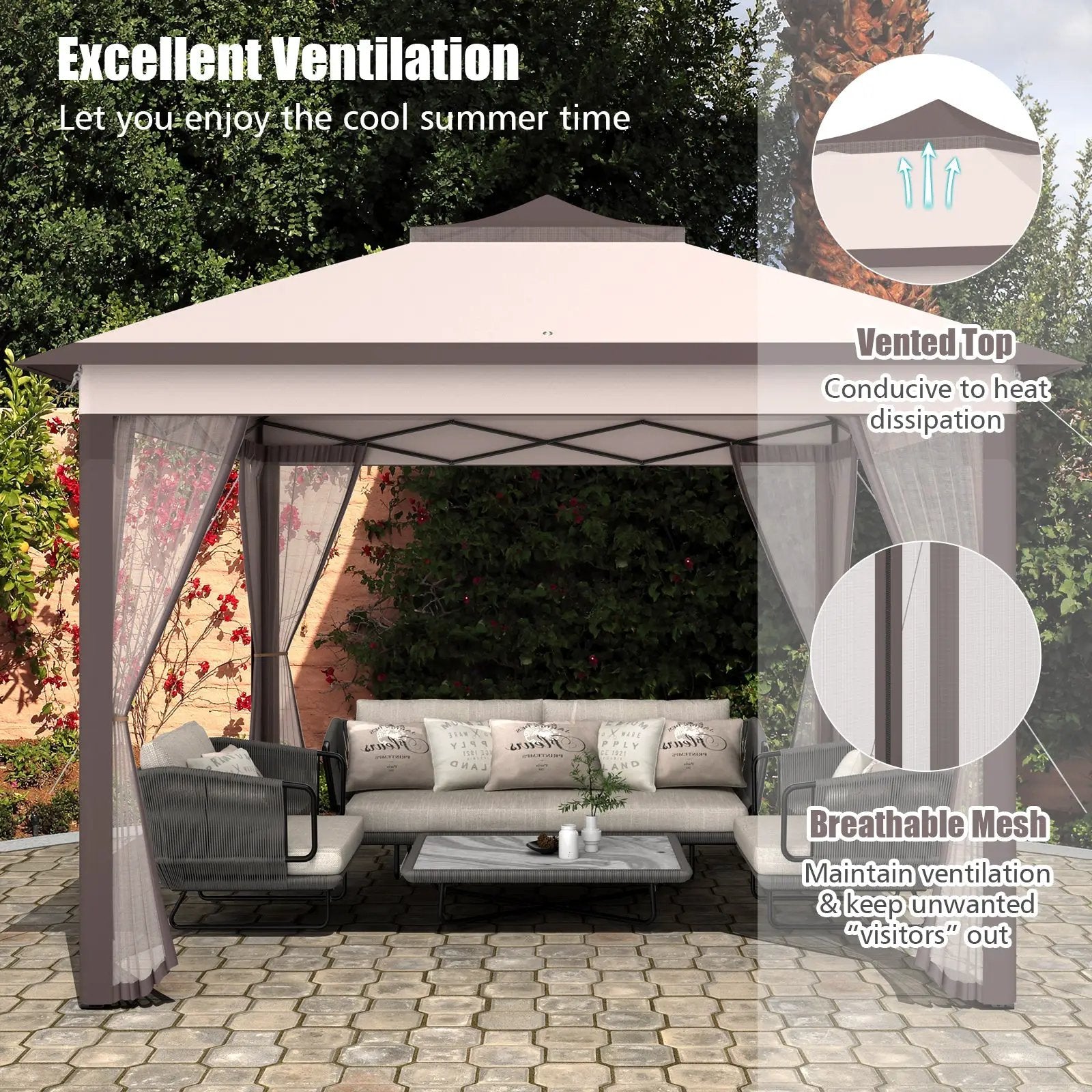 11 x 11 Feet 2-Tier Pop-Up Gazebo Tent Portable Canopy Shelter Carry Bag Mesh by DirectDeals