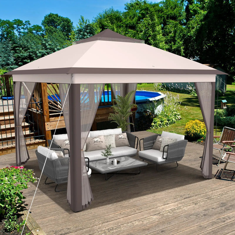 11 x 11 Feet 2-Tier Pop-Up Gazebo Tent Portable Canopy Shelter Carry Bag Mesh by DirectDeals
