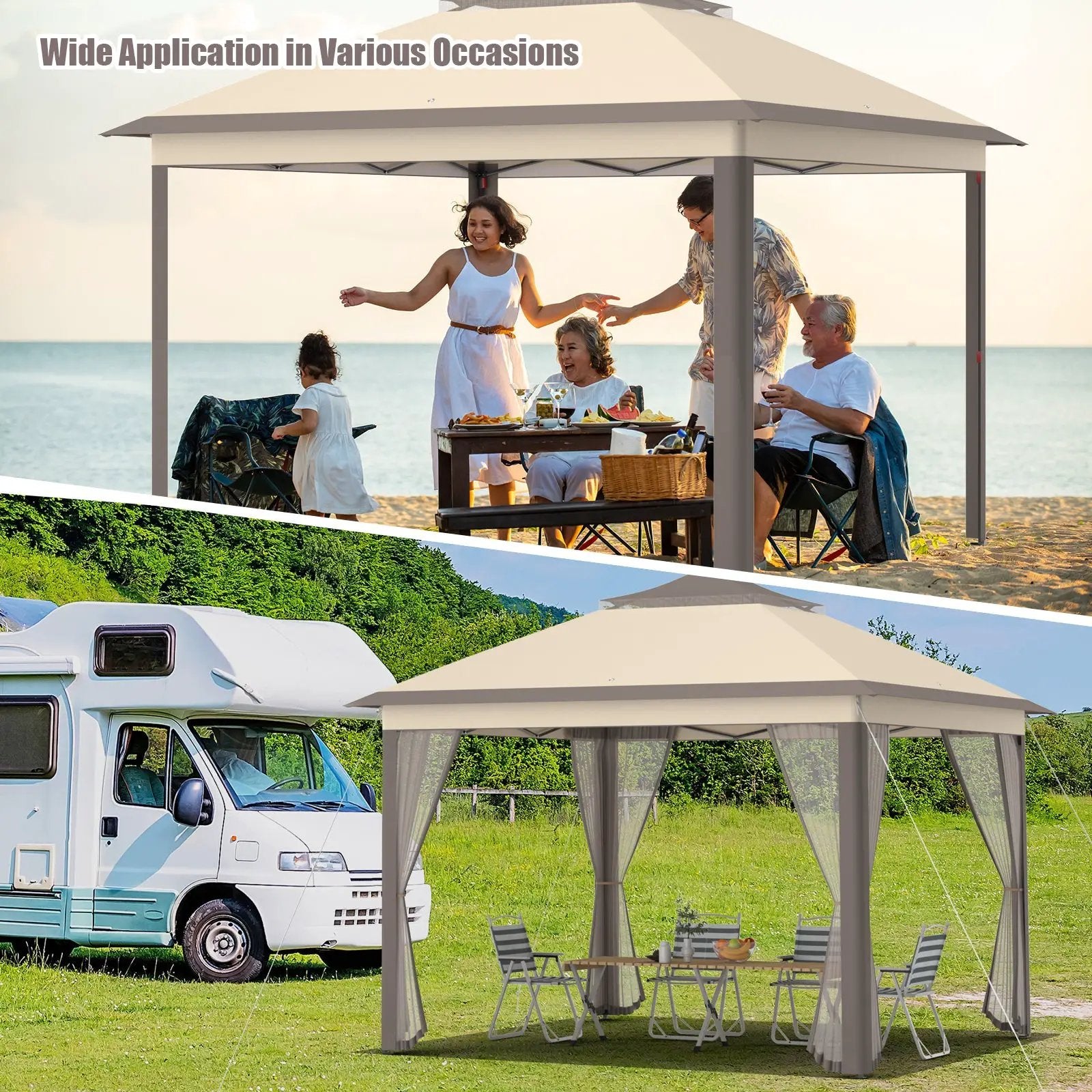 11 x 11 Feet 2-Tier Pop-Up Gazebo Tent Portable Canopy Shelter Carry Bag Mesh by DirectDeals