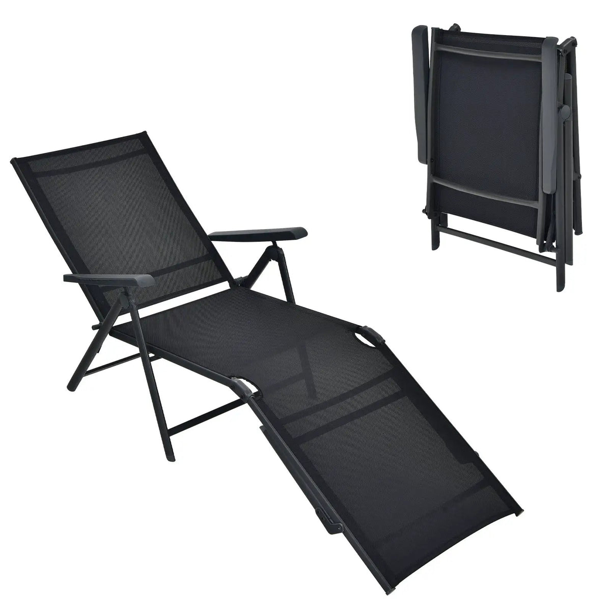 Patio Foldable Chaise Lounge Chair with Backrest and Footrest by DirectDeals