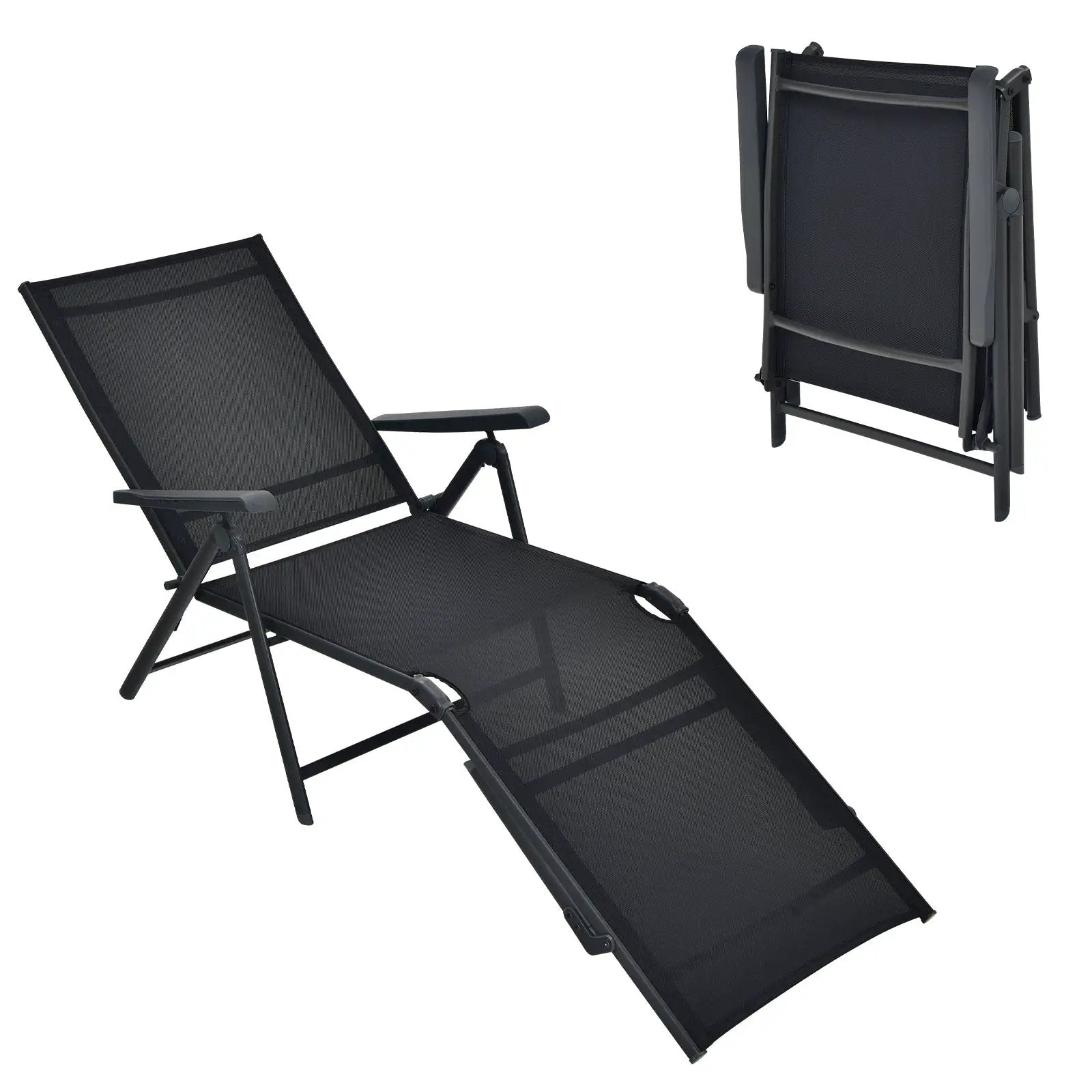 Patio Foldable Chaise Lounge Chair with Backrest and Footrest by DirectDeals