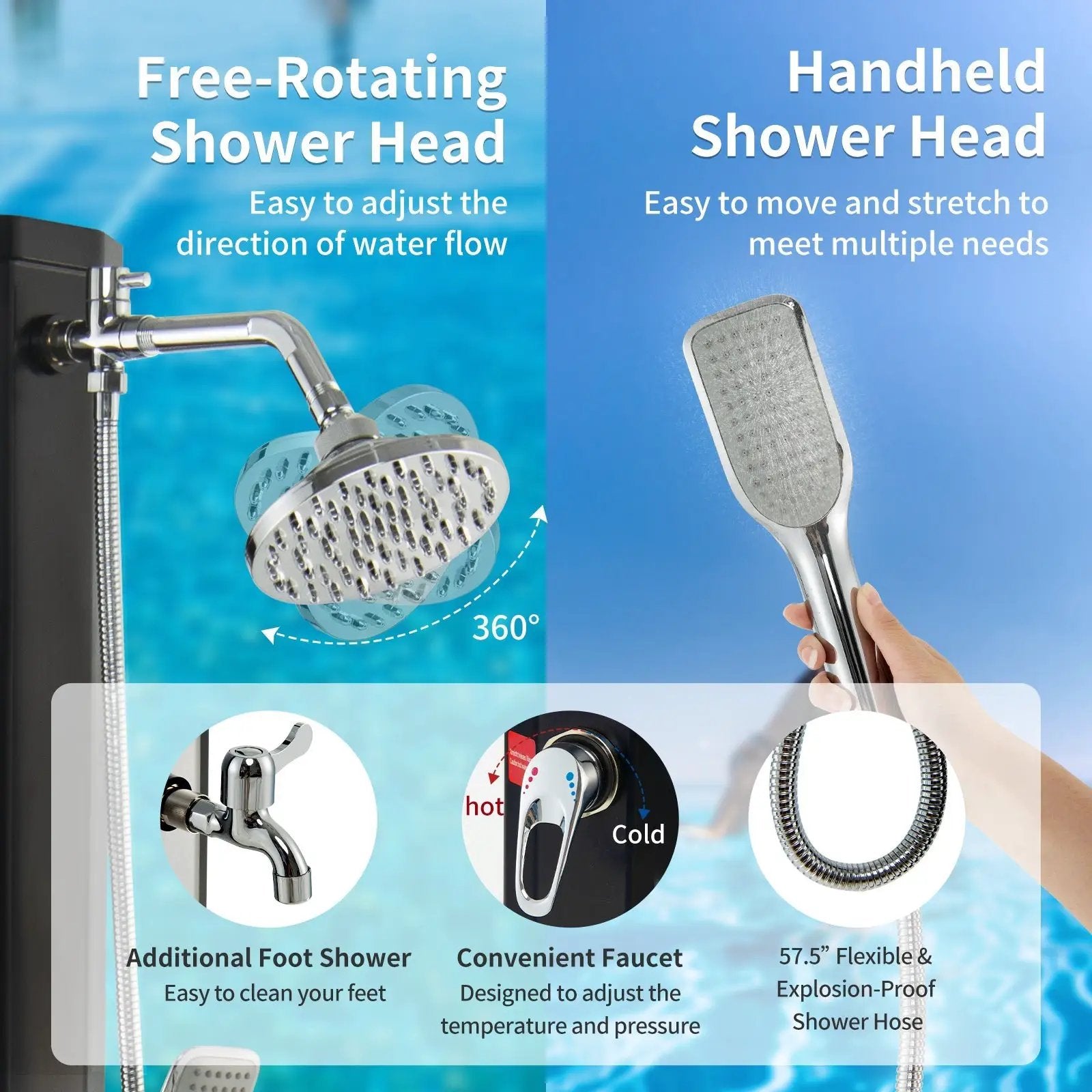 7.2 Feet 9.3 Gallon Solar Heated Shower with Hand and Foot Tap by DirectDeals