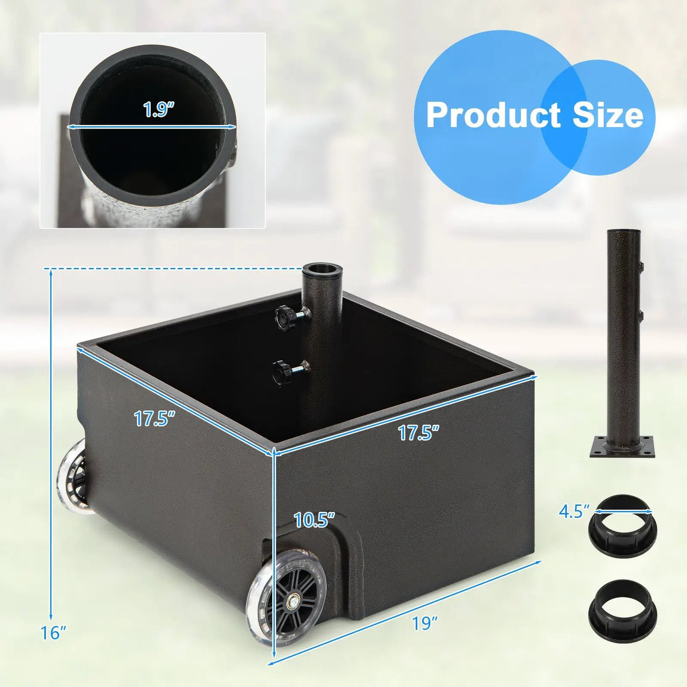 150 Pounds Patio Umbrella Base Stand Wheels Planter Outdoor by DirectDeals