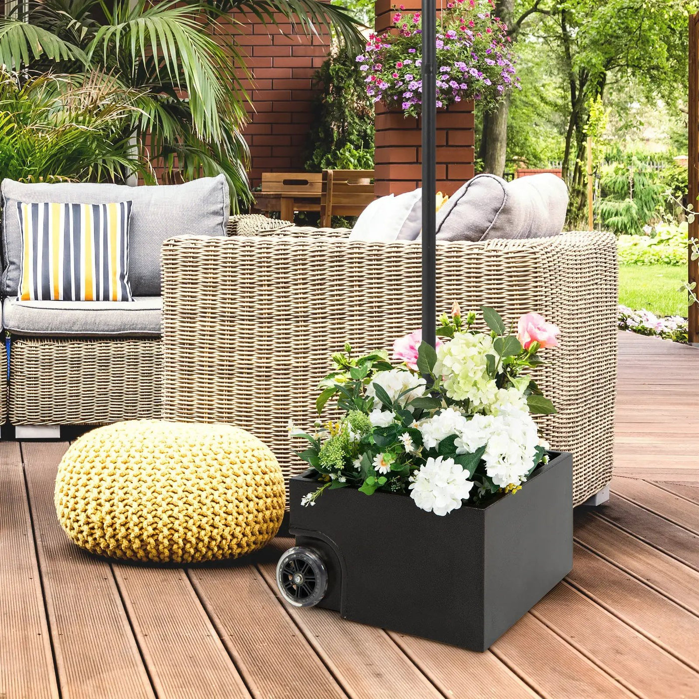 150 Pounds Patio Umbrella Base Stand Wheels Planter Outdoor by DirectDeals