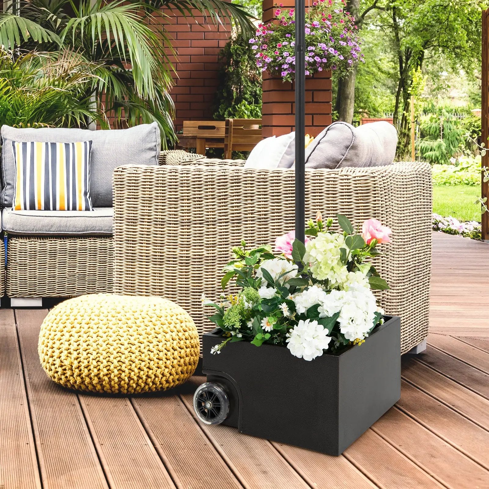 150 Pounds Patio Umbrella Base Stand Wheels Planter Outdoor by DirectDeals