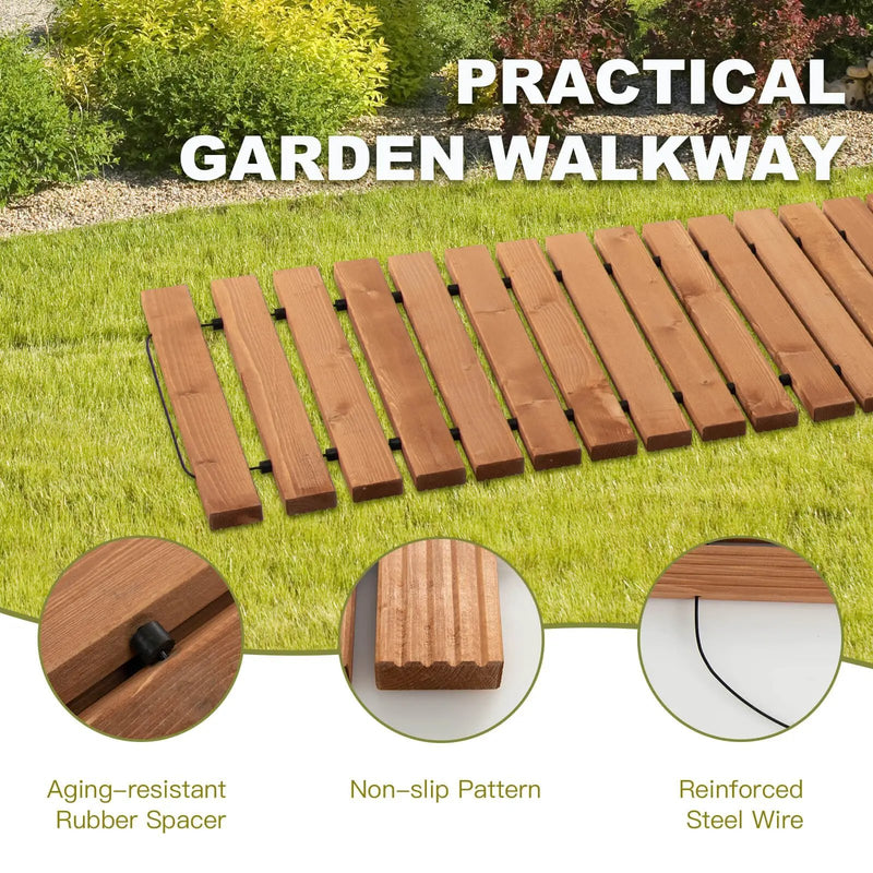 8 Feet Roll-out Weather-Resistant Patio Hardwood Pathway-22 Inch by DirectDeals