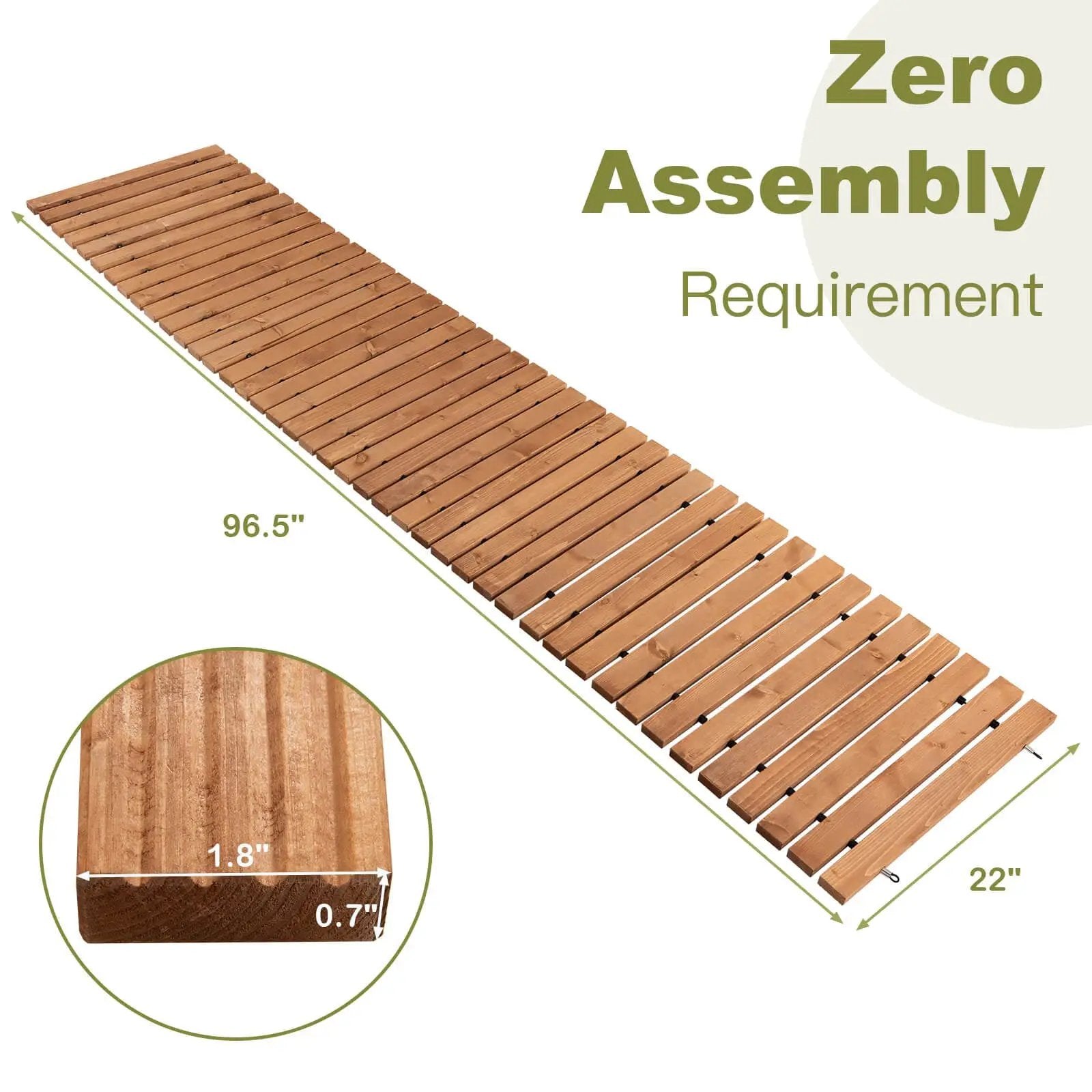 8 Feet Roll-out Weather-Resistant Patio Hardwood Pathway-22 Inch by DirectDeals